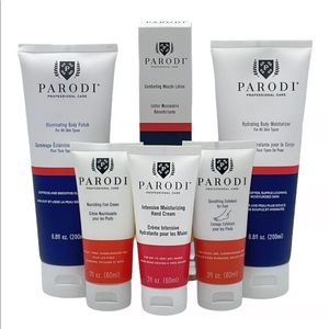 Parodi 6 Piece Moisturizer Polish Hand & Foot Cream Scrub Muscle Lotion RARE